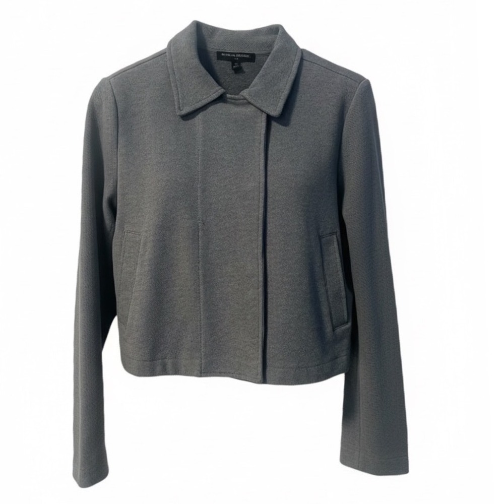 Banana Republic Womens Gray Textured Knit Cropped Snap Front Moto Jacket XS - Picture 1 of 7